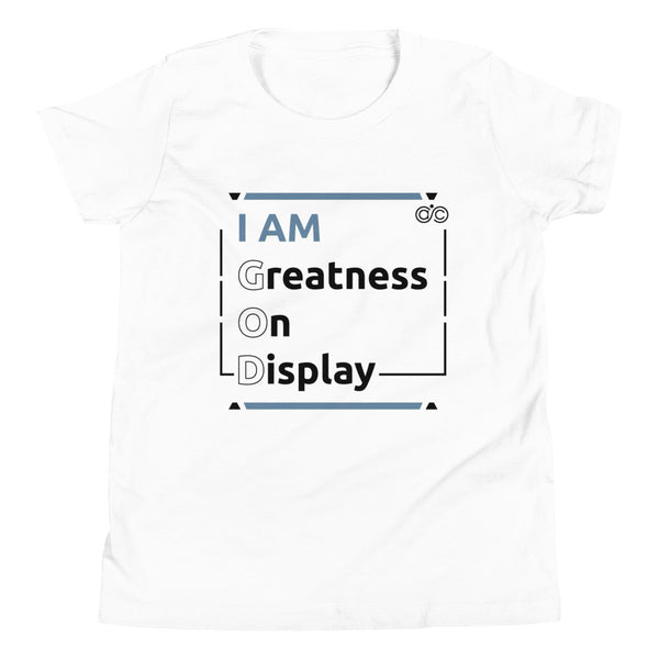 YOUTH IAM G.O.D SHORT SLEEVE WHITE TEE - Blue